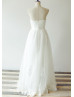 Ivory Strapless Sweetheart Pleated Tulle Lace Romantic Wedding Dress